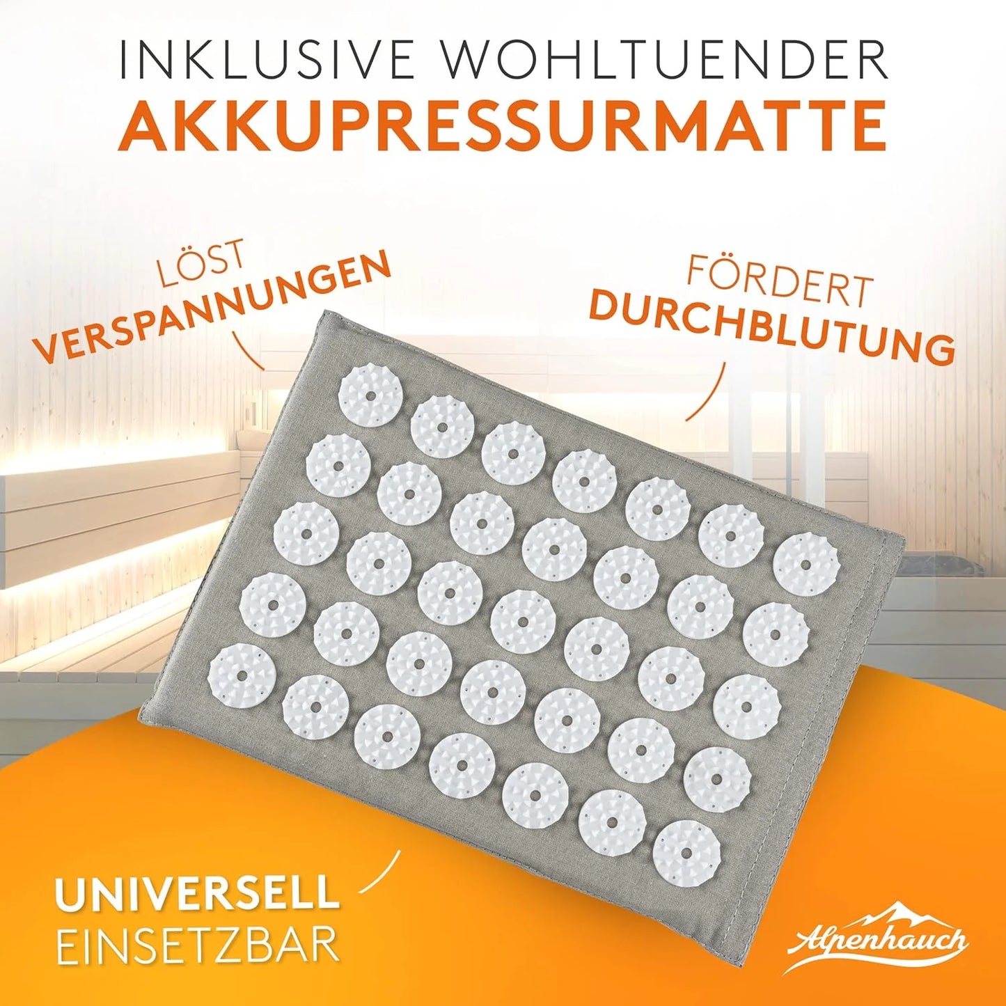 ALPENHAUCH - Fußmassageroller aus Echtholz mit Akupressurmatte