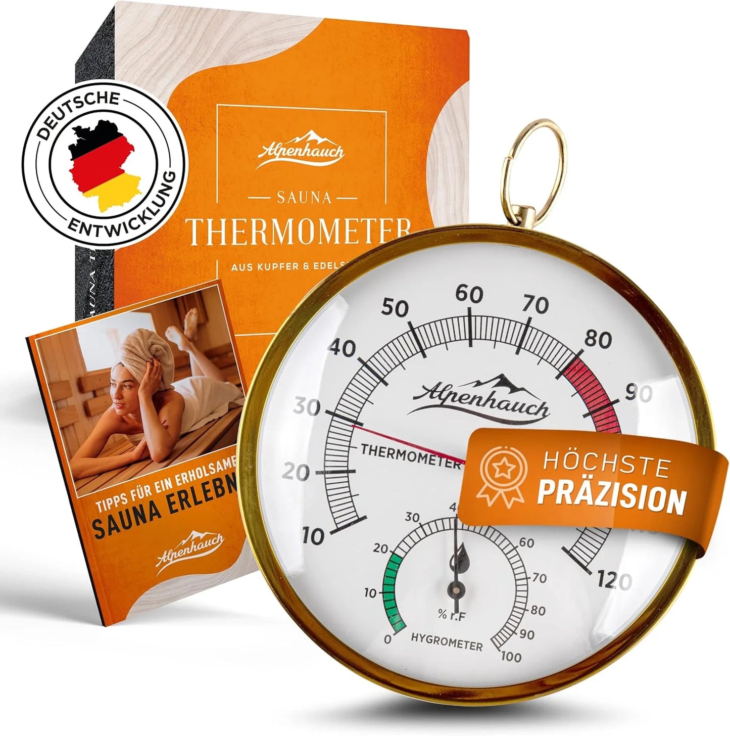 Sauna Thermometer 2.0 - Besonders präzises Saunathermometer mit gehärtetem Glas