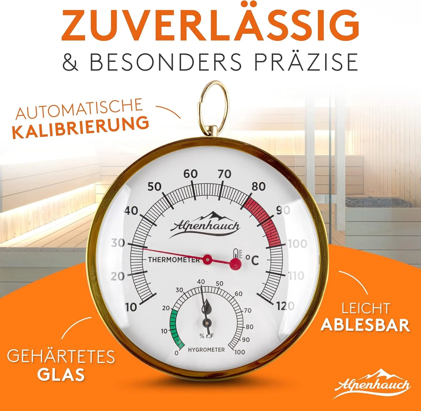 Sauna Thermometer 2.0 - Besonders präzises Saunathermometer mit gehärtetem Glas