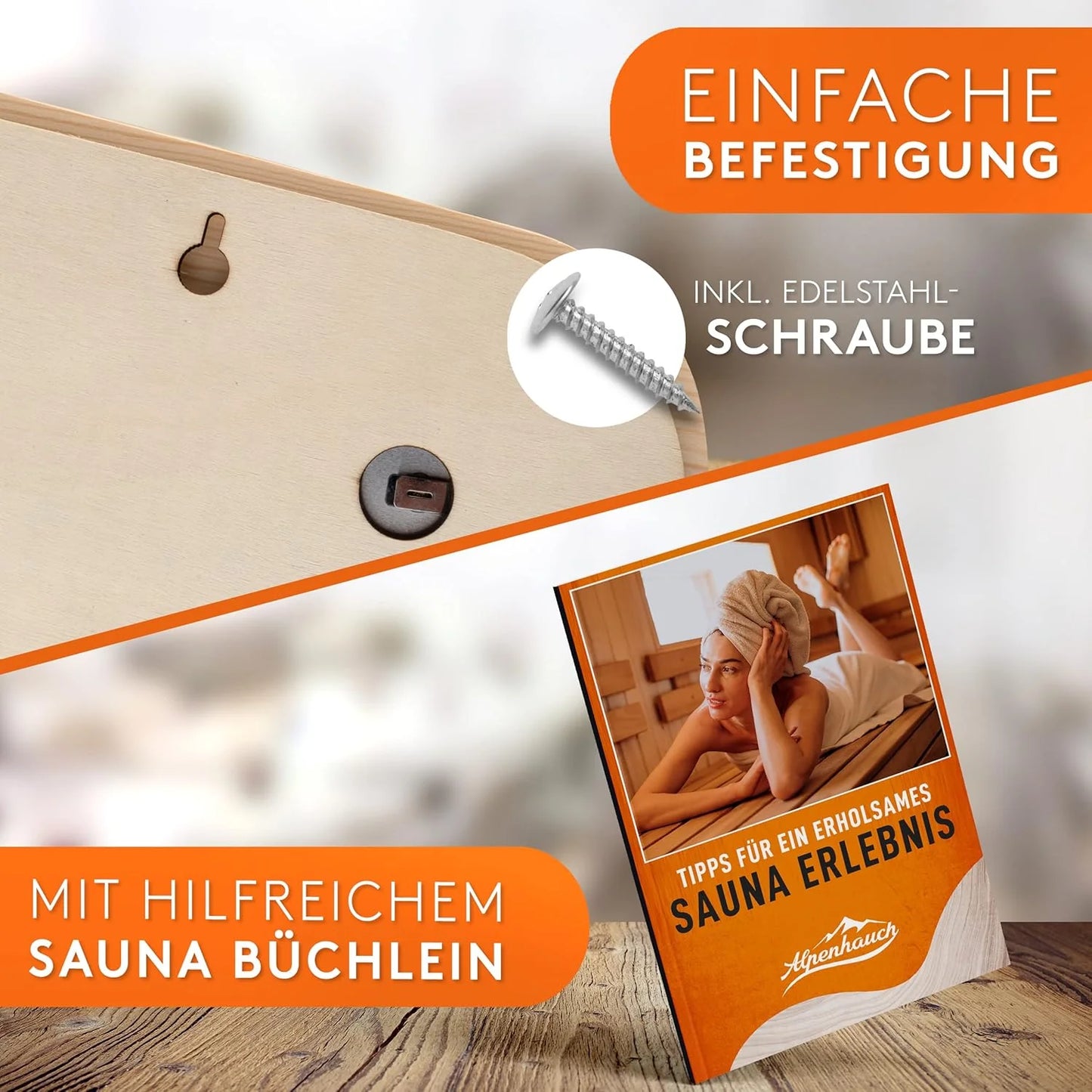 ALPENHAUCH Sauna Thermometer Hygrometer Holz [2in1 Funktion]