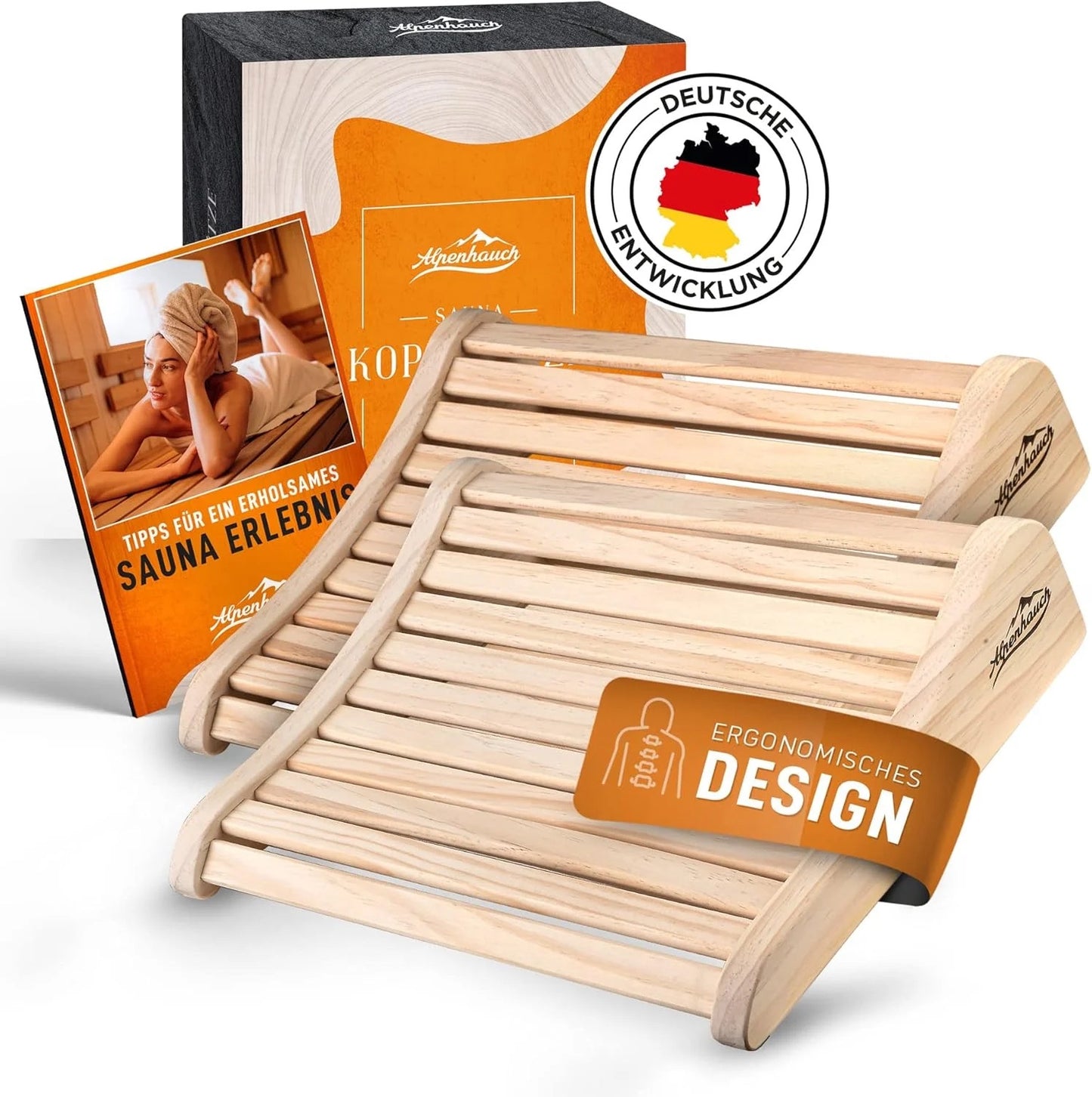 ALPENHAUCH Sauna Kopfstütze Holz (2 Stück)