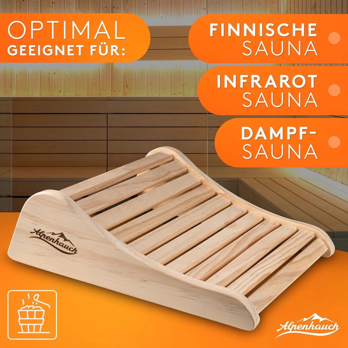 ALPENHAUCH Sauna Kopfstütze Holz (1 Stück)